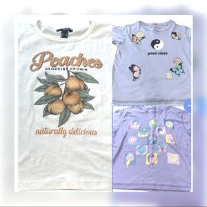 Bundle of 3 Cropped tops Two Purple & One Cream Forever 21 & Single scoop Brand